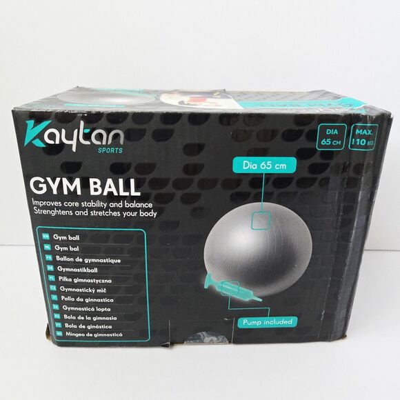 Kaytan Fitness Gym Ball 65 cm Diameter Yoga Exercise Balance with Pump Gray - Picture 3 of 8
